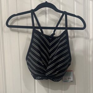 Shade & Shore Black and White Striped Bra
